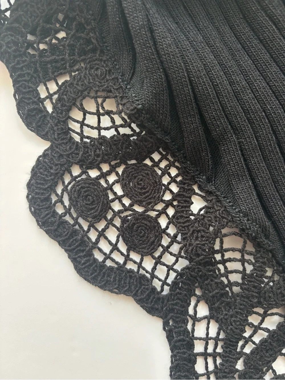Zara Ribbed Knit Sweater Tank NWT Black Lace Peplum Boat Neck Romantic M